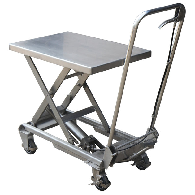 100kg Manual Stainless Steel Scissor Lift Table Lift 755mm High