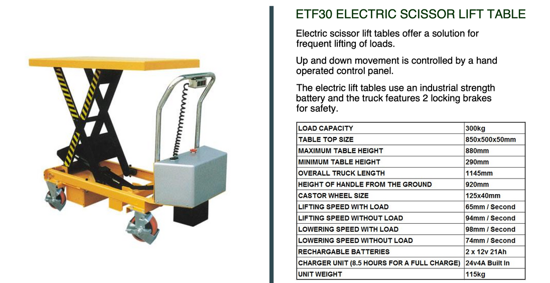 Electric Single Scissor Lift Table Lifter 300kg capacity