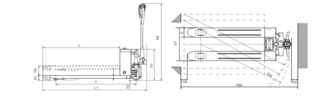 2000kg capacity Wide Semi Electric Pallet Truck with Lithium Battery