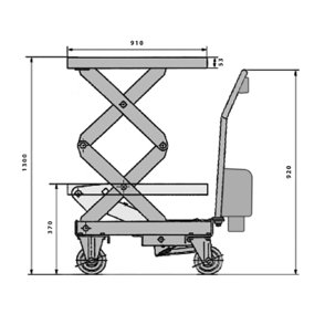 Mobile Electric Double Scissor Lift Table 350kg Maximum Lift Height 1.3m